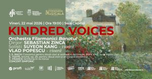 KINDRED VOICES | Orchestra simfonică a Filarmonicii Banatul Timișoara | Dirijor: Sebastian Zinca, soliști: Suyeon Kang – vioară, Vlad Popescu – vioară